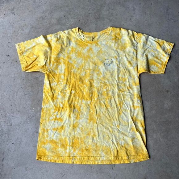 Ivory Ella Mens tye dye xl Yellow Crewneck Elephant Tee - Picture 1 of 3